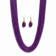 Close-up view of Amethyst Purple Multi-Strand Necklace Set showing handcrafted details