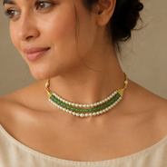 Emerald Aura Pearl Choker