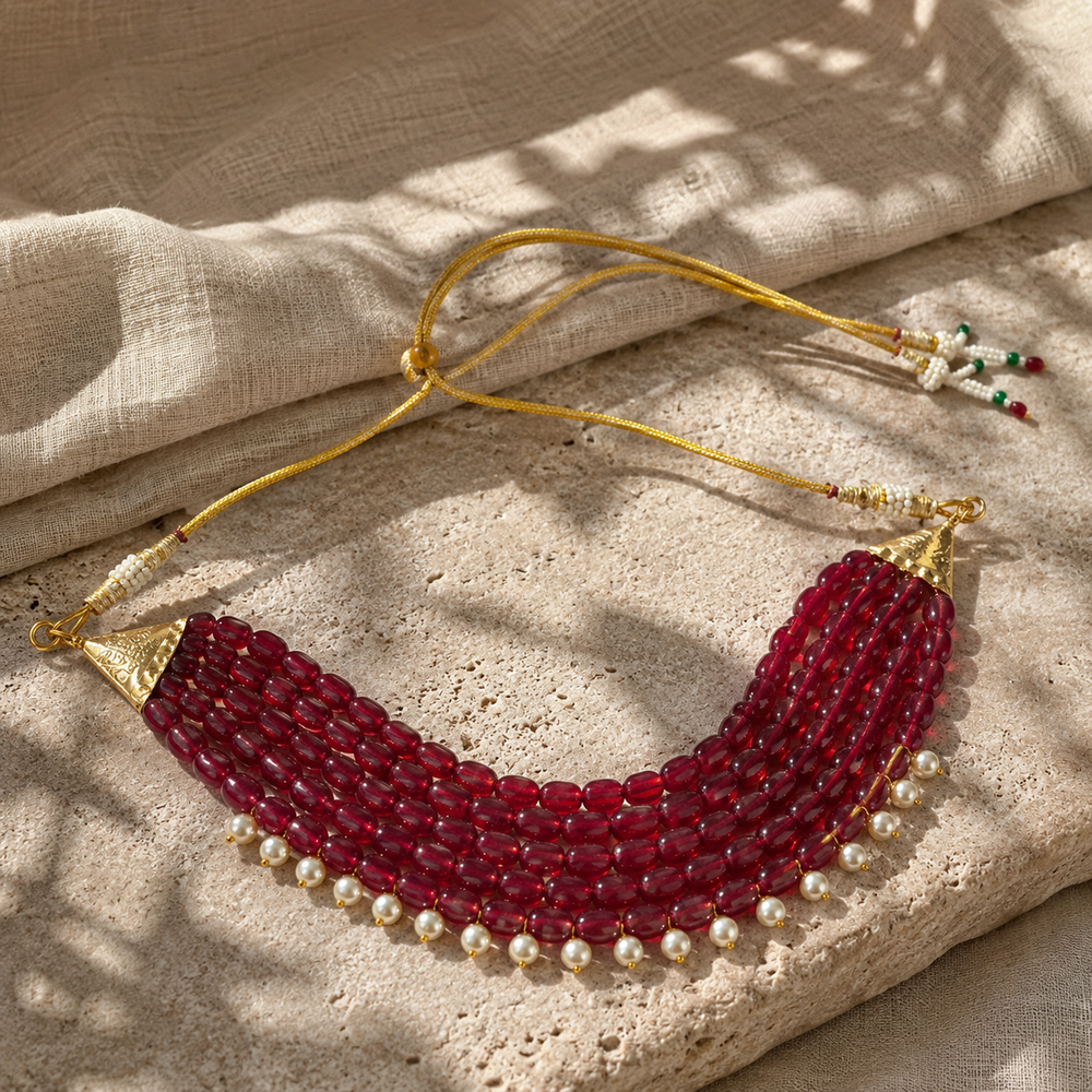 Ruby Bloom Pearl Choker