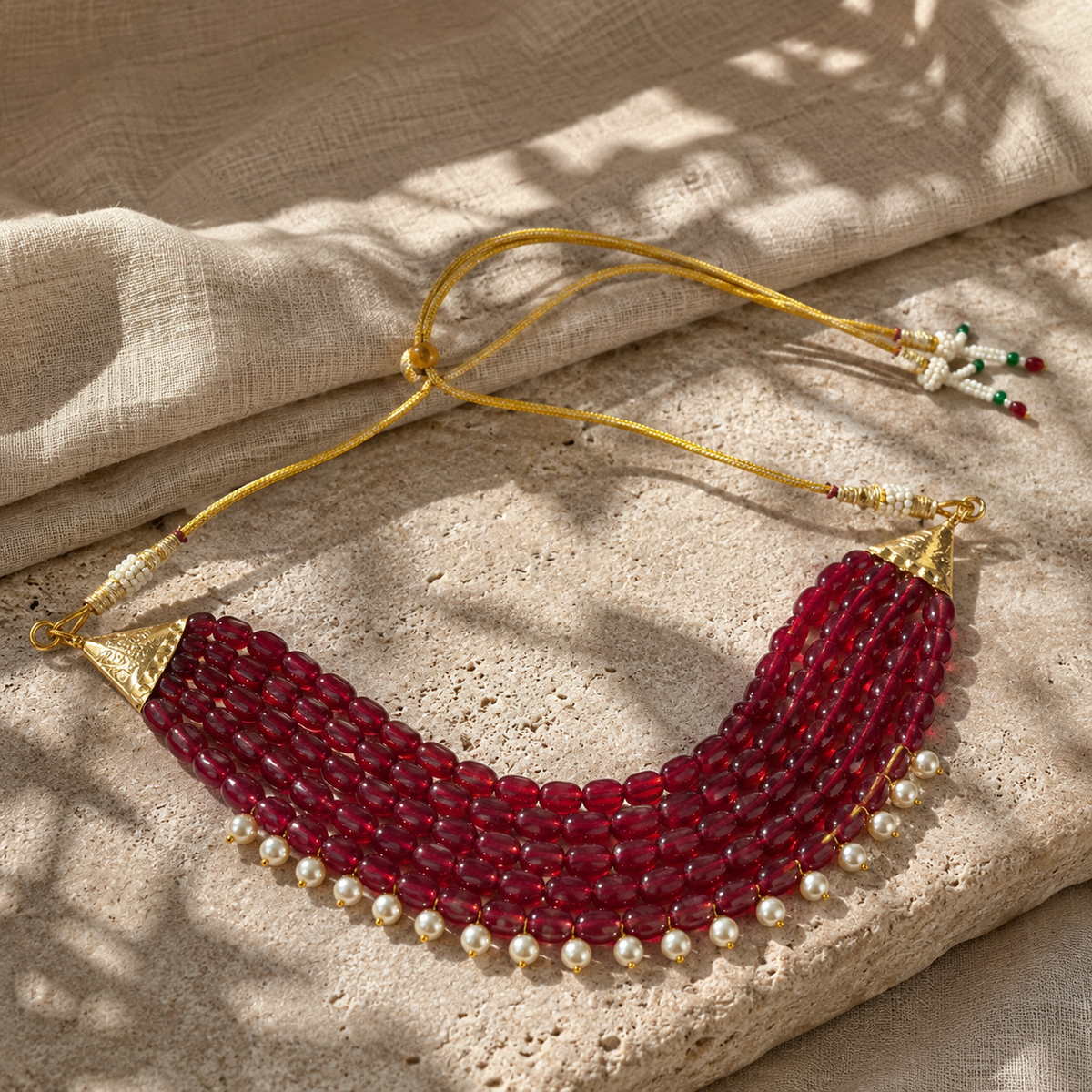 Ruby Bloom Pearl Choker