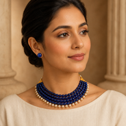 Midnight Blue Royale Pearl Choker with Lapis Studs