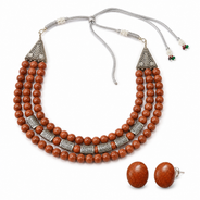 Desert Glow Sandstone Three-Layer Necklace with Sandstone Studs