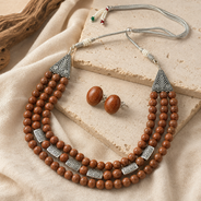 Desert Glow Sandstone Three-Layer Necklace with Sandstone Studs