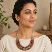Desert Glow Sandstone Three-Layer Necklace with Sandstone Studs