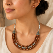 Desert Glow Sandstone Three-Layer Necklace with Sandstone Studs