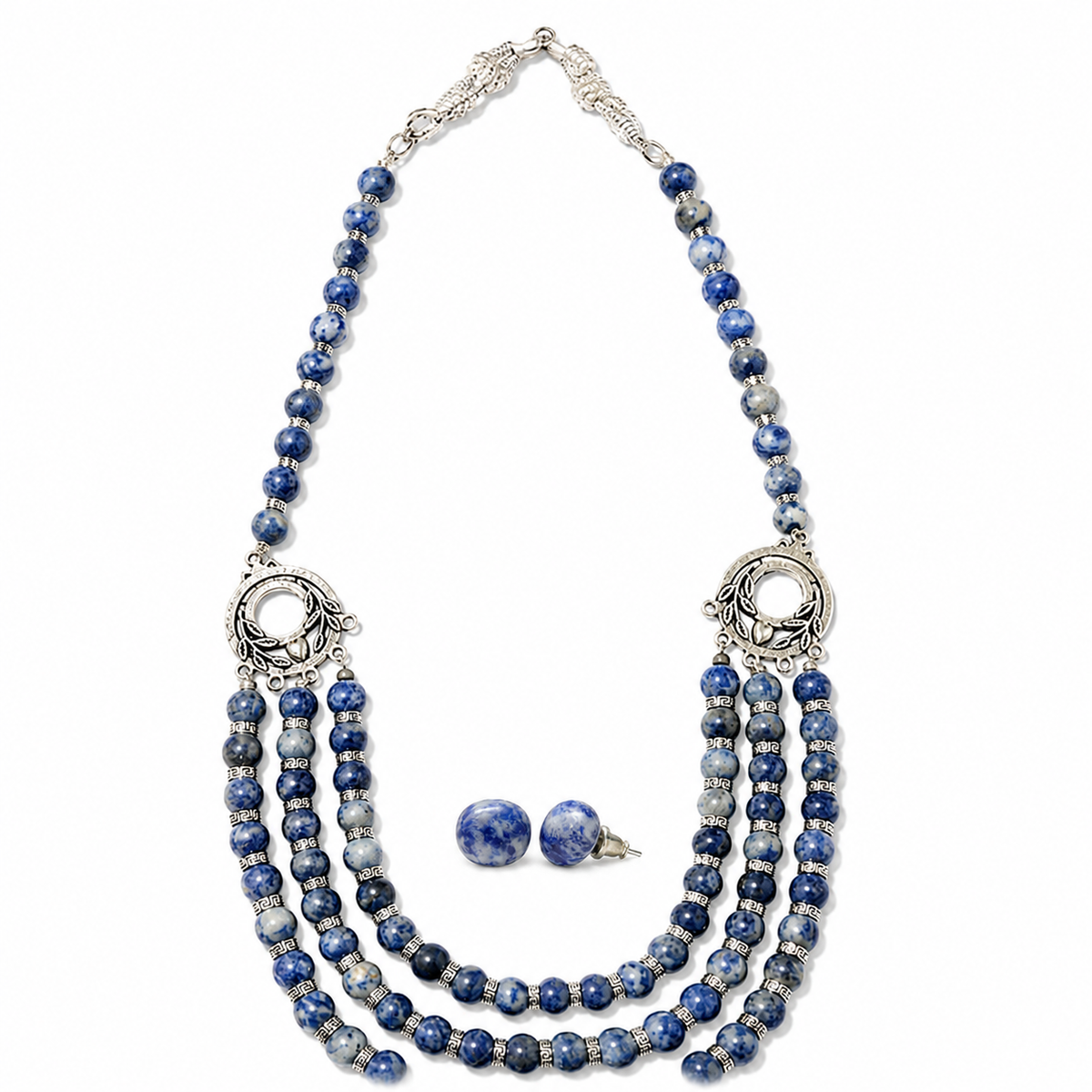 Imperial Sodalite Multi-Strand Necklace with Lapis Studs