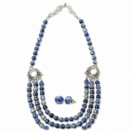Imperial Sodalite Multi-Strand Necklace with Lapis Studs