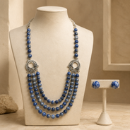 Imperial Sodalite Multi-Strand Necklace with Lapis Studs