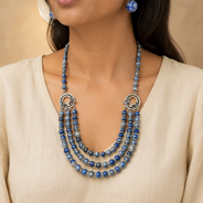 Imperial Sodalite Multi-Strand Necklace with Lapis Studs