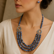 Imperial Sodalite Multi-Strand Necklace with Lapis Studs