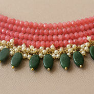 Peach Blush & Coral Oval-Drop Agate Choker