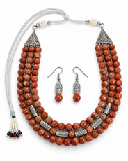 Desert Glow Sandstone Three-Layer Necklace with Sandstone Studs