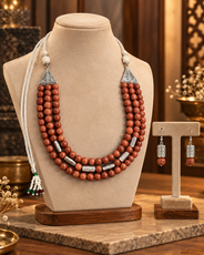 Desert Glow Sandstone Three-Layer Necklace with Sandstone Studs