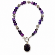 Violet Echo Purple Agate Pendant Necklace