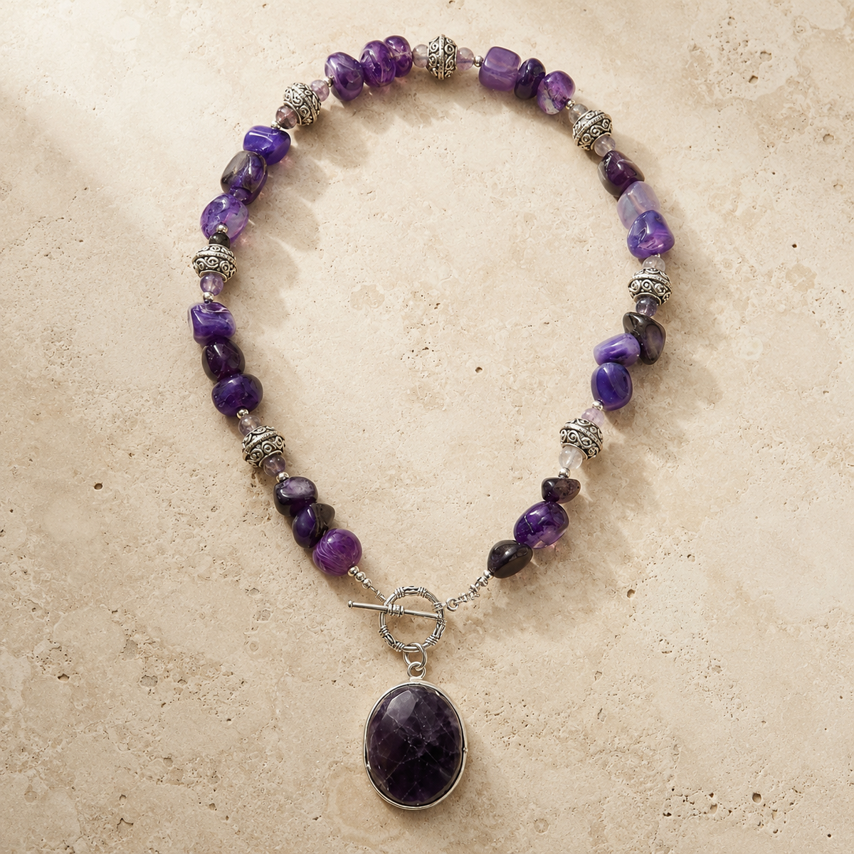 Violet Echo Purple Agate Pendant Necklace