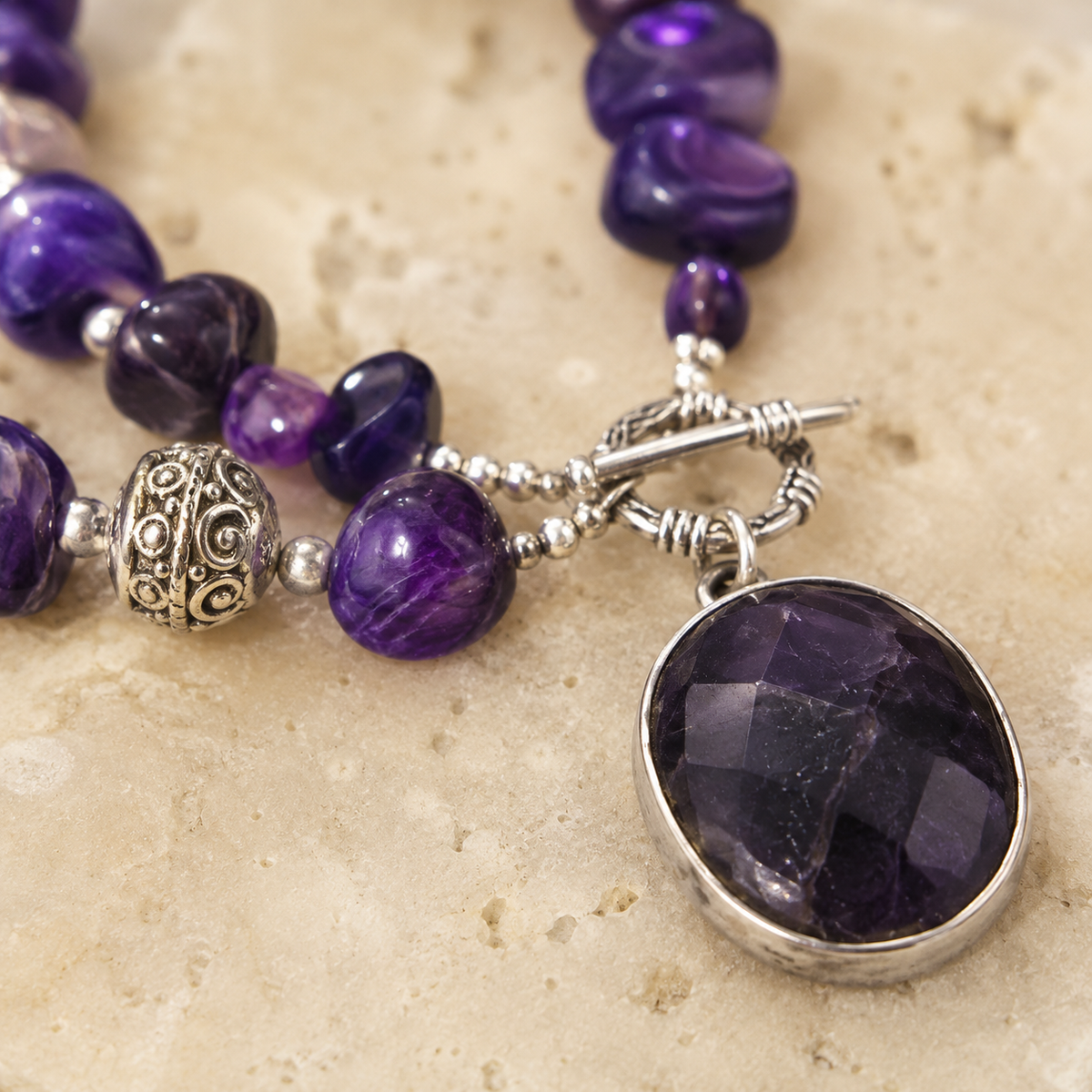 Violet Echo Purple Agate Pendant Necklace