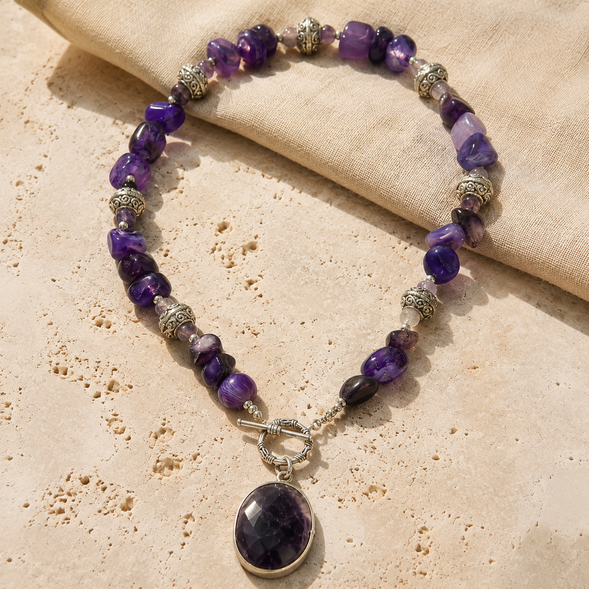 Violet Echo Purple Agate Pendant Necklace