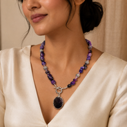 Violet Echo Purple Agate Pendant Necklace