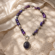 Violet Echo Purple Agate Pendant Necklace