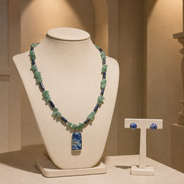 Forest Tide Aventurine with Lapis Pendant Necklace & Lapis Lazuli Stud Earring