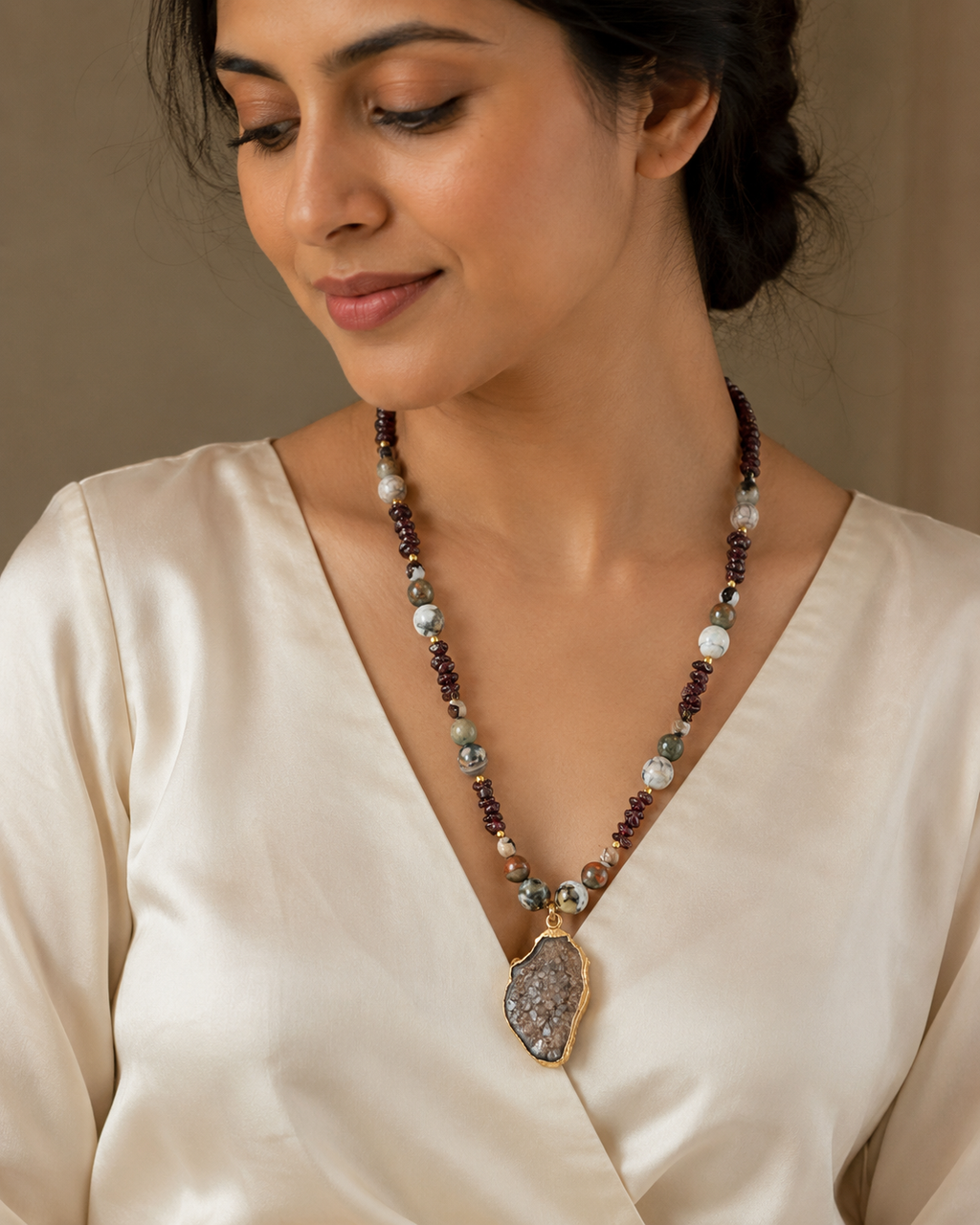 Wild Terrain Jasper & Mixed Gemstone Druzy Necklace