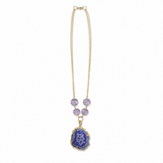 Indigo Bloom Blue Agate Slice Pendant Necklace