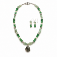 Emerald Dew Aventurine & Agate Pendant Necklace Set