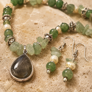 Emerald Dew Aventurine & Agate Pendant Necklace Set