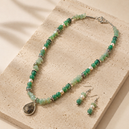 Emerald Dew Aventurine & Agate Pendant Necklace Set