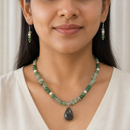 Emerald Dew Aventurine & Agate Pendant Necklace Set