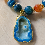 Cobalt Blue Agate Slice Pendant Necklace
