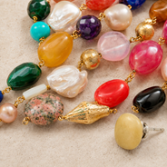 The Kaleidoscope Multicolour Agate Three-Layer Necklace with Yellow Jade Studs