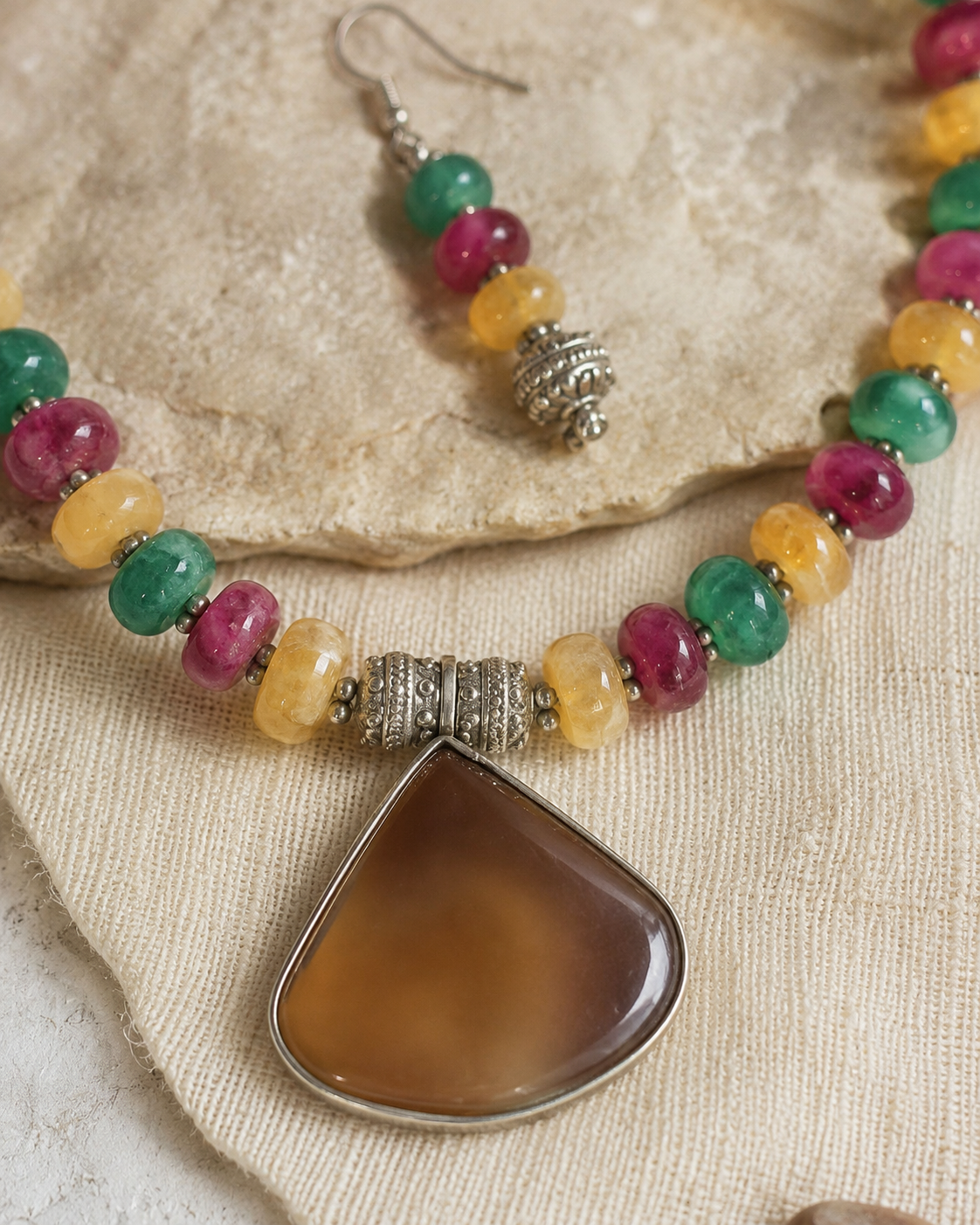 Multicolour Chakra Fan Pendant Set