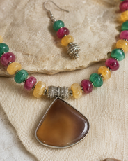 Multicolour Chakra Fan Pendant Set