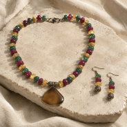 Multicolour Chakra Fan Pendant Set