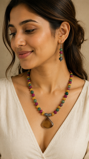 Multicolour Chakra Fan Pendant Set