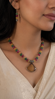 Multicolour Chakra Fan Pendant Set