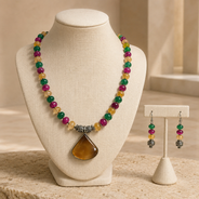 Multicolour Chakra Fan Pendant Set
