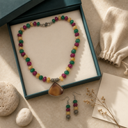 Multicolour Chakra Fan Pendant Set