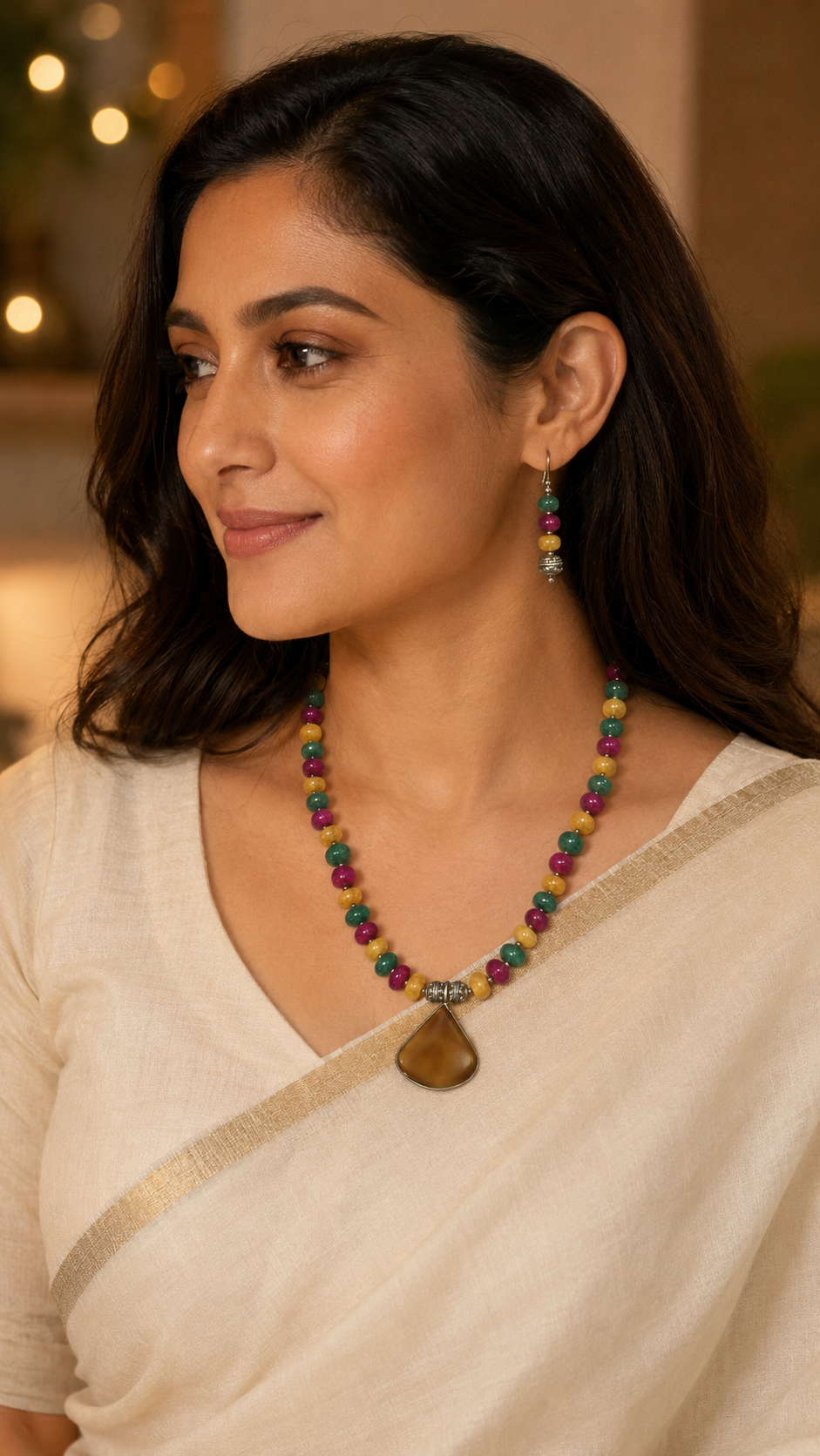 Multicolour Chakra Fan Pendant Set