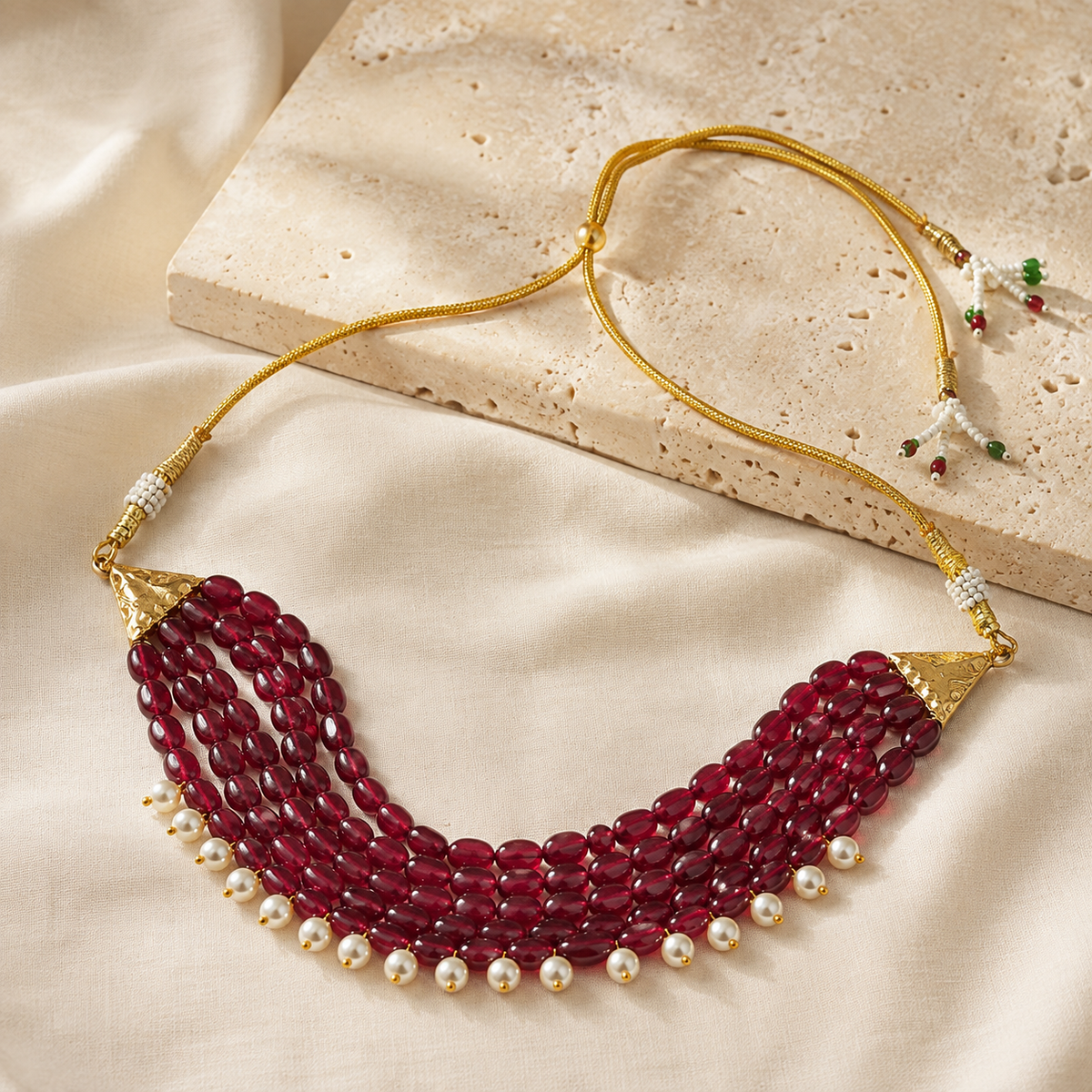 Ruby Bloom Pearl Choker
