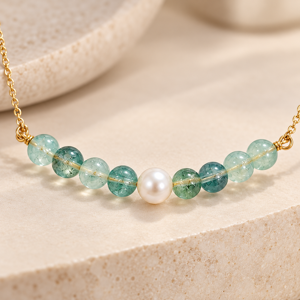 Verdant Pearl Green Fluorite Mini Necklace