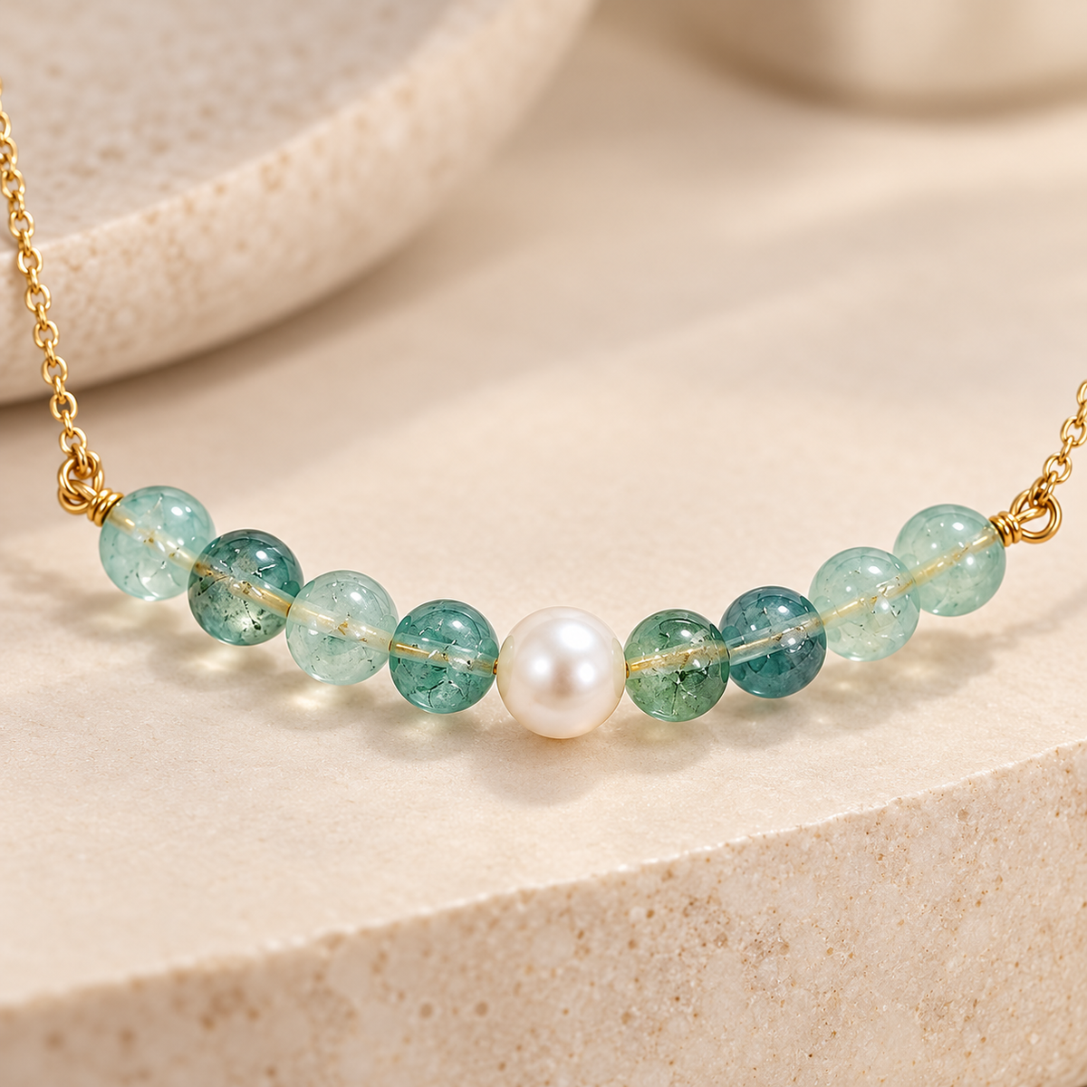 Verdant Pearl Green Fluorite Mini Necklace