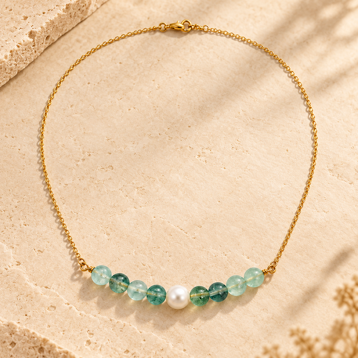 Verdant Pearl Green Fluorite Mini Necklace