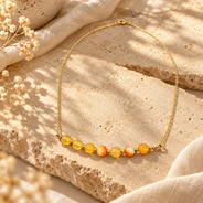 Sunlit Carnelian Brass-Spacer Mini Necklace