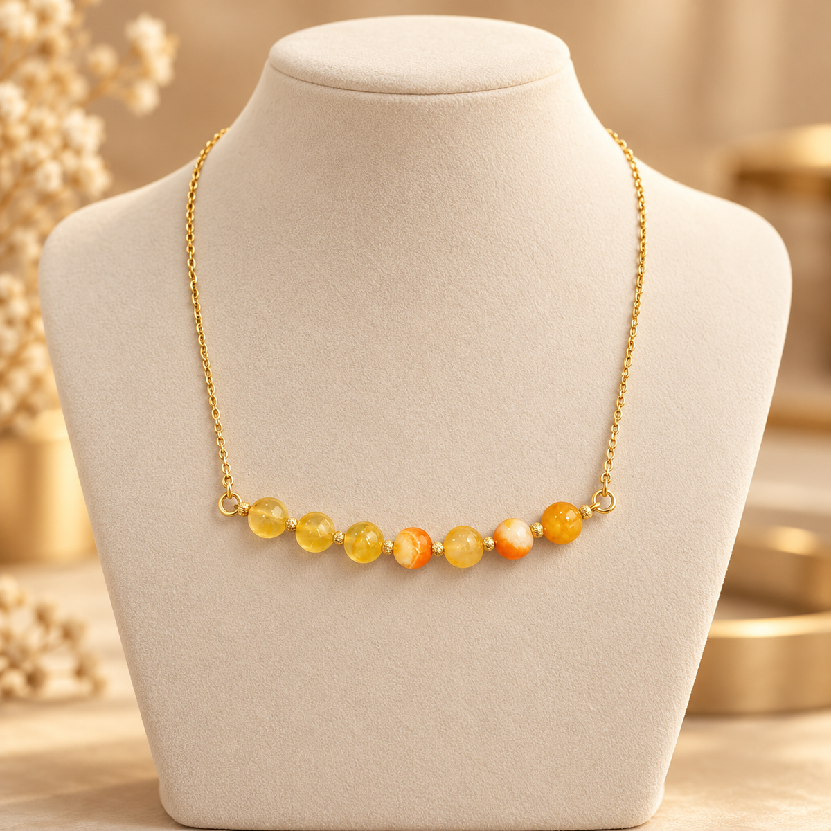 Sunlit Carnelian Brass-Spacer Mini Necklace