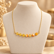 Sunlit Carnelian Brass-Spacer Mini Necklace