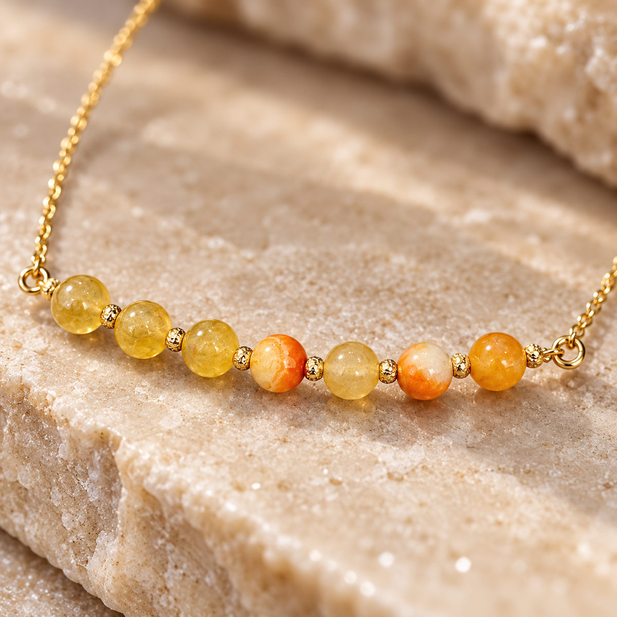 Sunlit Carnelian Brass-Spacer Mini Necklace