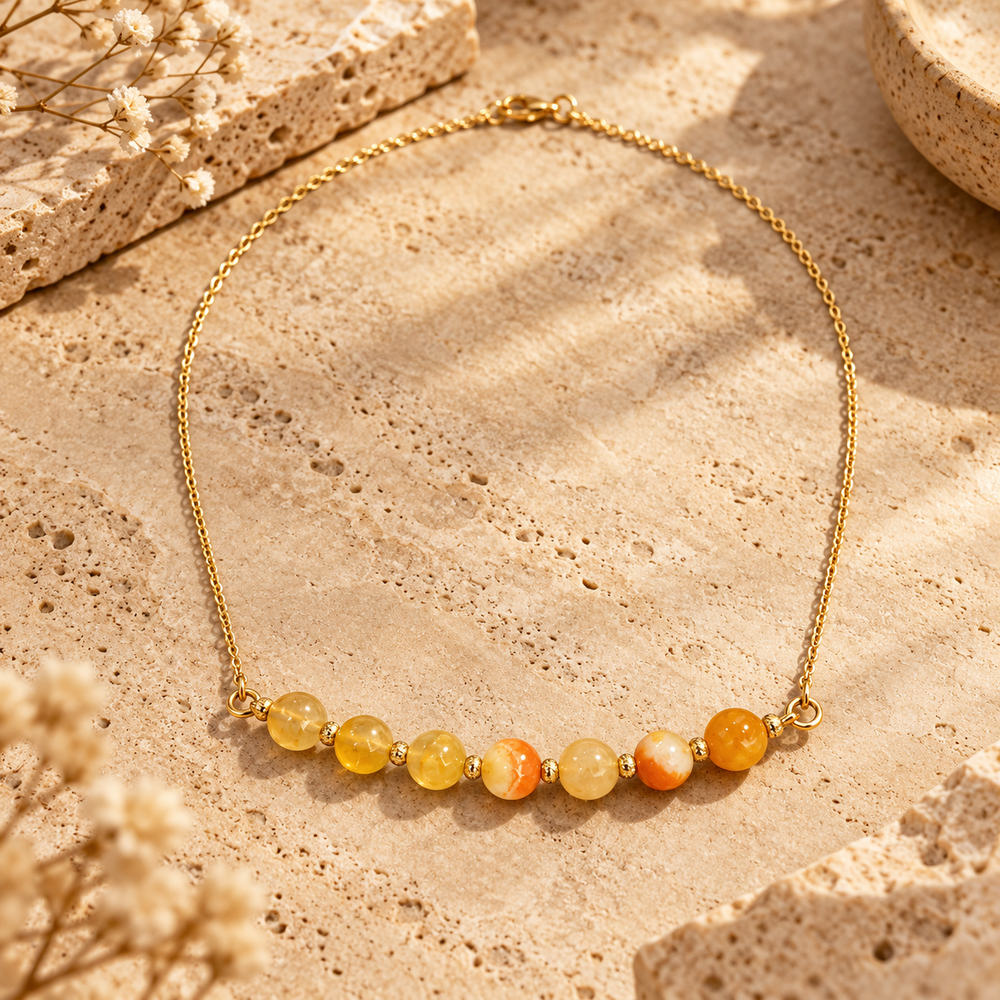Sunlit Carnelian Brass-Spacer Mini Necklace