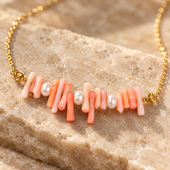 Coral Whisper Pearl Mini Necklace